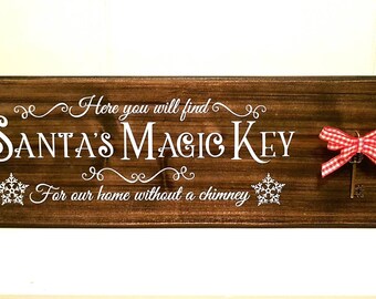 Wooden Magic Key Sign - Santa's Magic Key - Christmas Sign - Santa Key - No Chimney - Christmas Decoration - Personalised Sign