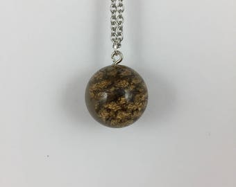 Pinecone sphere resin necklace