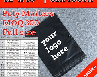 300 poly mailers 12x15, customize logo poly mailers bag, shipping bag, polymailers, courier bag, Shipping Envelopes, Mailing Envelopes