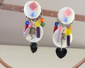 colorful fantasy clip earrings