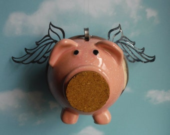 Flying Pig Up Cycled Piggy Bank with Storage