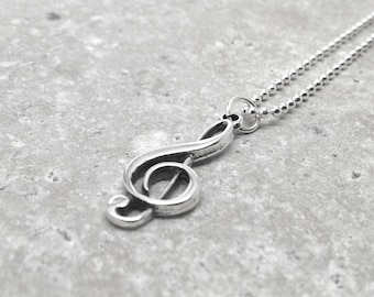 Music Note Necklace, Treble Clef Pendant, Music Jewelry, Music Note Jewelry, Music Note Pendant, Sterling Silver Jewelry