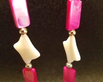 Pink and white geometrics in shell