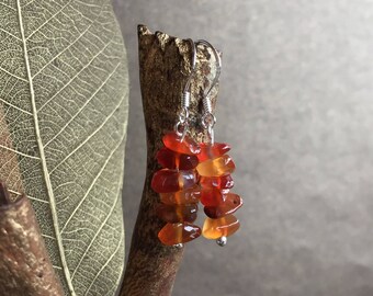 Carnelian Earrings, Carnelian and Sterling Silver Earrings