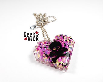 Geek necklace - heart GEEK TOXIC pixel