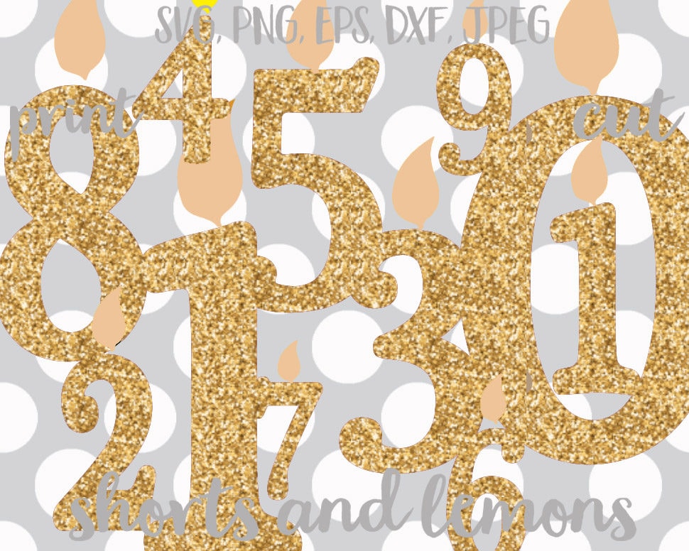 Download Gold Birthday Candles svg 1-10 Birthday svg with and