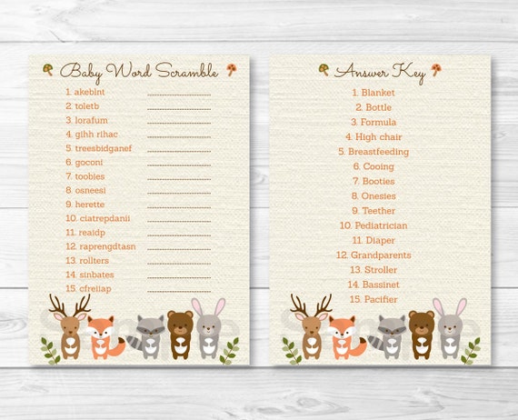 baby unscramble shower Animal Baby Forest Woodland Scramble Baby Woodland / Word baby unscramble shower Animal Baby Forest Woodland Scramble Baby Woodland / Word