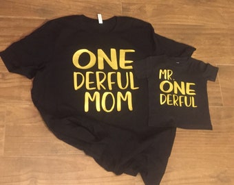 Mr. Onederful with matching Onederful mom option 1st Birthday outfit first birthday shirt one-der-ful