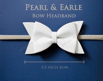Soft Baby Headband, Baby Girl Headband, Baby Headband, Bow Headband Baby, Baby Girl Bow Headband, Nylon Headband, White Baby Headband,