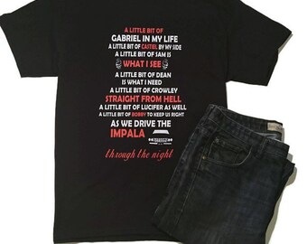 Supernatural Gift Tshirt, Sam and Dean Winchester, Hunters, Winchester Brothers, Geek Gift, Geek Tshirt, Chevy Impala, Castiel, Crowley