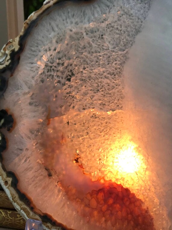 Large Natural White Agate Slice 15.7 oz., Extra Large Agate Slab, Agate Geode Slice, Large Agate Slab, Crystal Display Piece, Agate Druzy