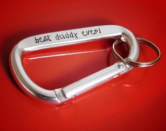 Personalized Carabiner - Hand Stamped Carabiner - Custom Carabiner - Dad Carabiner - Father's Day Carabiner - Aluminum Carabiner