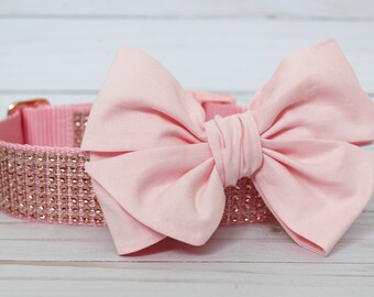 Dog Collar Bow Add-On Light Pink Bow for Dogs Matching Dog Bow Dog Collar