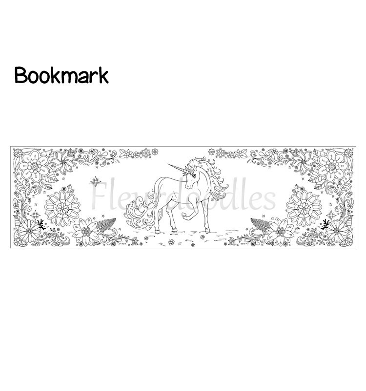 bookmark unicorn adult coloring page printable adult