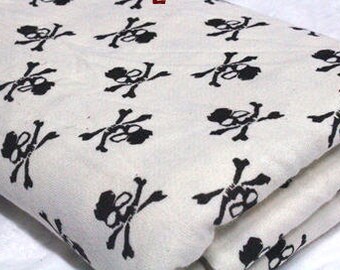 Skulls French Terry Sweatshirt Knit - Ivory - 70" Wide - By the Yard 2959