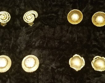 4 Pairs Vintage Clip-On Earrings