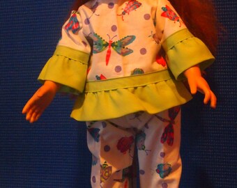 Three piece ruffled pants set.