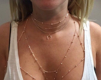 Ball chain bralette now with free matching color choker / Chain bralette/ body chain/ Festival clothing