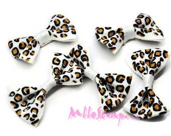 Set of 5 bows leopard white embellishment scrapbooking card making *.