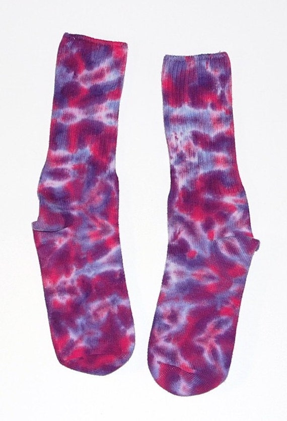 Tie Dye Socks Hot Pink and Purple Blotter Tye Dye Bamboo Socks
