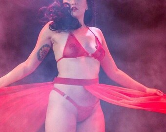 Minimal burlesque or boylesque panel skirt with elastic waistband