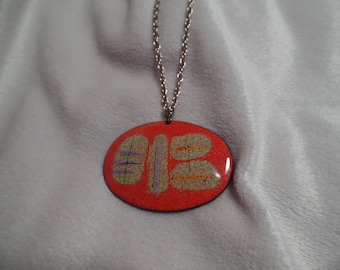1950's Enameled Pendant with Abstract Design