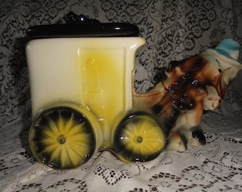 American Bisque Cookies and Milk Wagon Cookie Jar from Yesteryear