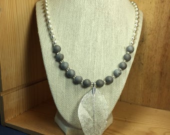 Natural Silver Druzy Agate Necklace