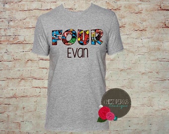 Avengers Number T shirt for Boys, super hero birthday shirt
