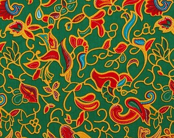C2040B - 140cmx100cm Cotton Fabric - Flowers and vines on green background