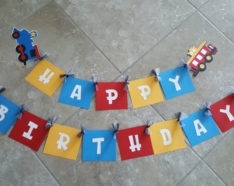 Choo Choo Train Happy Birthday Banner