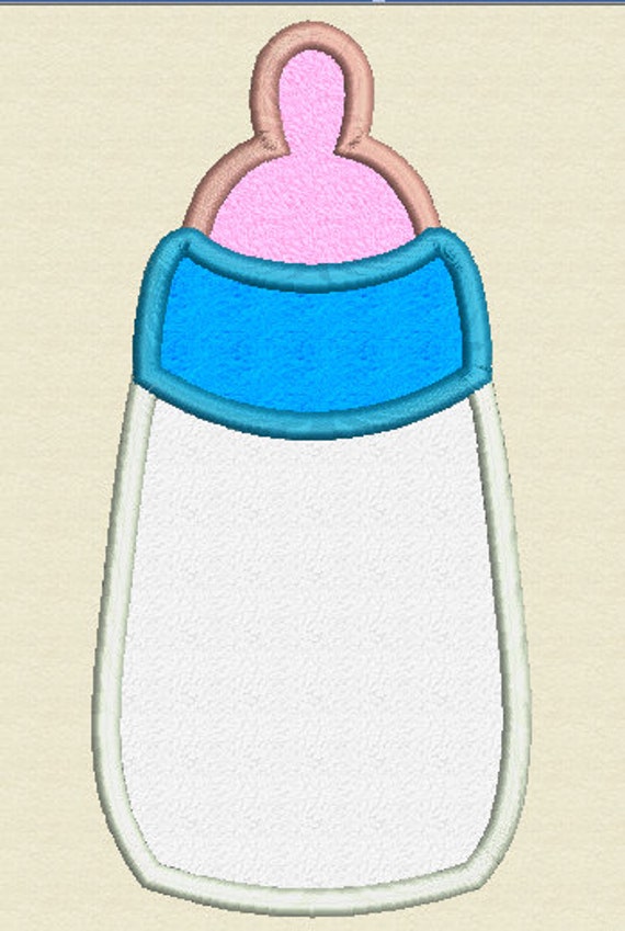 Baby Bottle Applique Embroidery Design Instant Download