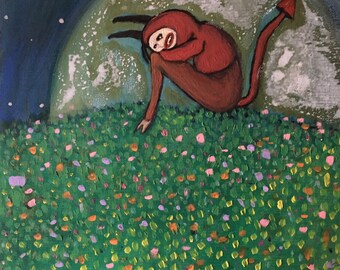 Resting Wicked 9x12 Original Acrylic Painting by LeanneM