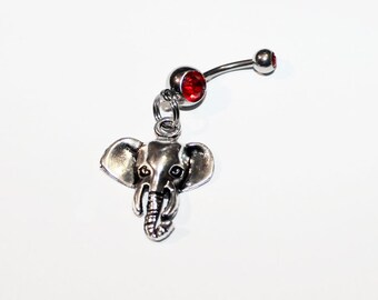 Elephant Belly Button Ring, Elephants, Navel Ring, Animal, Body Jewelry, Belly Piercing