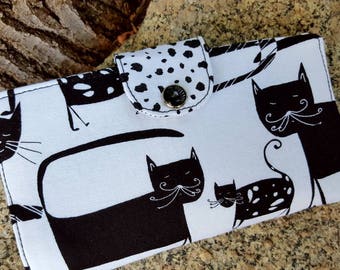 Cat Checkbook Cover, Pet Themed Coupon Wallet, Fabric Checkbook Cover, Cat Gift, Vet Gift