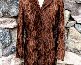Fuzzy Brown Leopard Print Coat