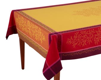Olive Jaune/Rouge French Jacquard Tablecloth