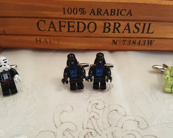 Star Wars Cuff Links, Storm Trooper, Darth Vader, C3PO Cufflinks, Small Minifigure, Metal miniature Tiny Lego Style