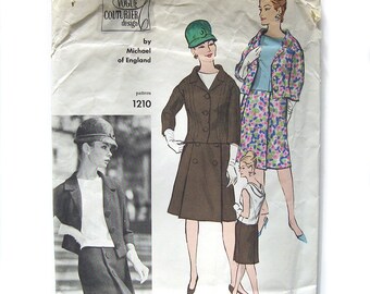 1963 Vintage Vogue Couturier Sewing Pattern - Michael of England - Suit and Blouse Semi-Fitted Jacket / Size 12 UNCUT FF with Tag