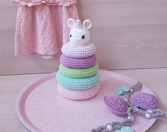 CROCHET, Crochet Pattern, UNICORN, Stacking TOY, Baby, Toddler, Toy, Baby Shower, Gift, Amigurumi, easy to follow, Printable pdf,