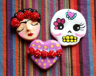 Frida sugar skull or heart MAGNET you choose