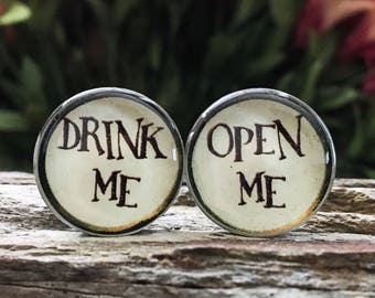 Alice in Wonderland Plugs gauges: Drink/Open Me 00g, 7/16, 1/2, 9/16, 5/8, 3/4, 7/8, 1 inch