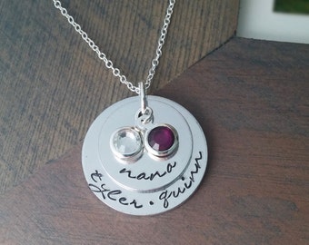 Necklace for Nana // Personalized Jewelry // Hand Stamped Necklace // Nana Necklace // Necklace with Grandkids Names and Birthstones