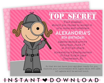Spy Invitation, Spy Party, Spy Party Invitation , Spy Invites, Detective Invitation, Secret Agent Party, Spy Birthday, Detective Party | 13