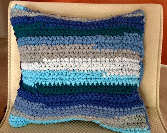 Recycled T-Shirt Pillow - Blues