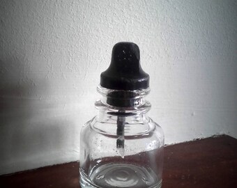Vintage glass Ink Bottle with dropper lid