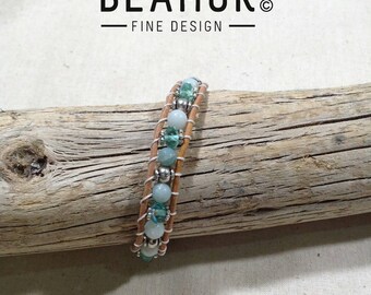 Amazonite single leather wrap
