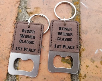 Personalized Engraved Leather Bottle Opener Keychain, Wedding Gift, Wedding Favors, Groomsman Gift, Keyring, Key FOB, Key Holder, Key Clip