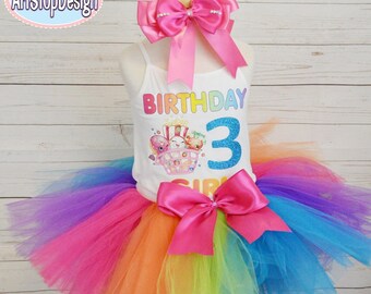 Shopkins birthday outfit,FREE SHIPPING,tutu outfit,birthday girl,Shopkins set,colorful tutu,colorful outfitt,Shopkins birthday tutu set