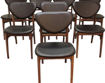 Dining Chairs Danish Modern Vodder Style Walnut Floating Seat Dining Chairs -Set of 8